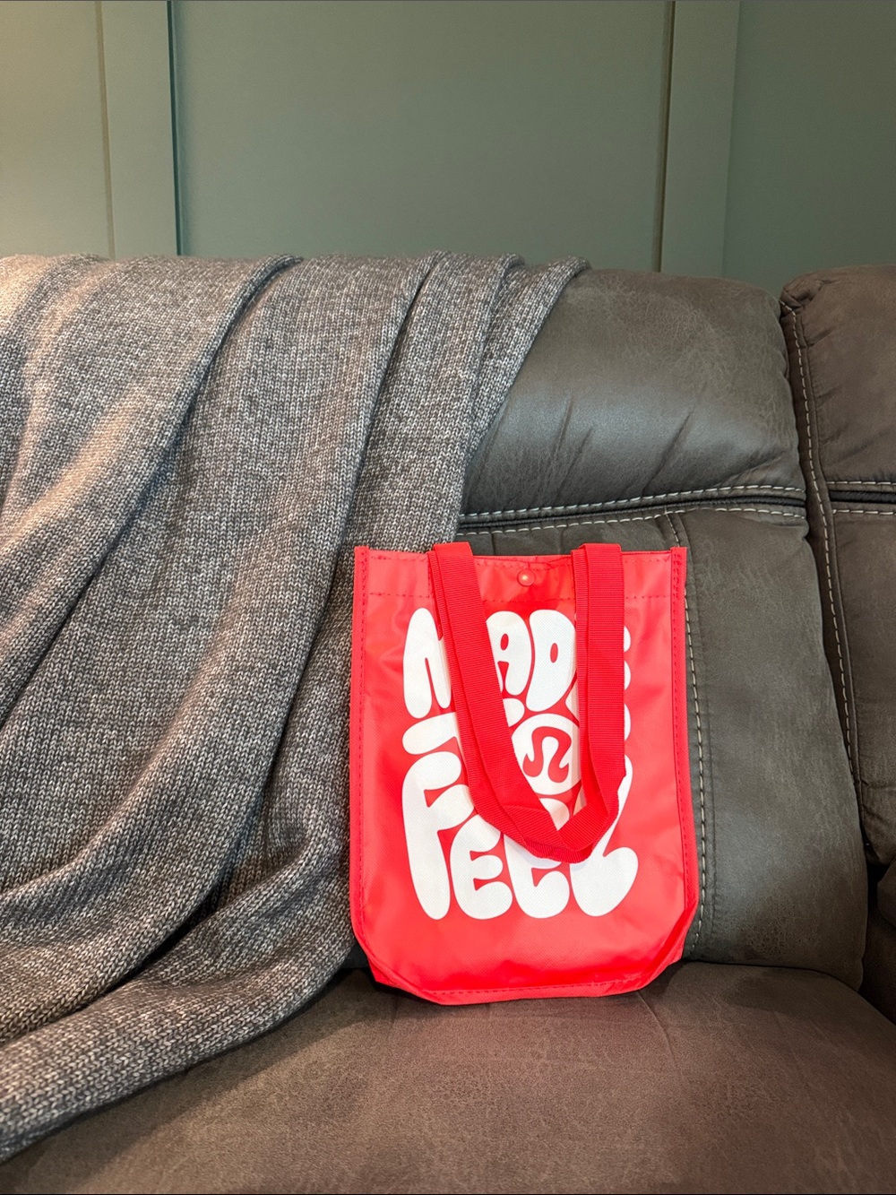 Lululemon Red Graphic Tote Bag with White Print - Women Bags